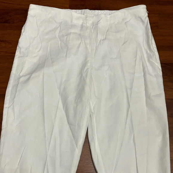 J Jill Linen Cropped Pants Wide Leg Stretch Elastic Waist Beach Boho Size Medium - Picture 4 of 13